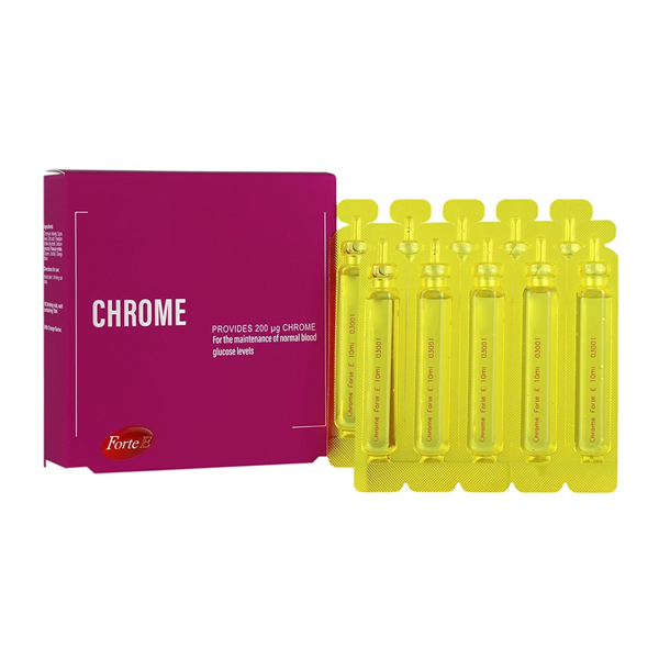  ویال خوراکی کروم فورت ای پرتقالی بسته 10 عددی | کنترل قند خون و کاهش اشتها - Forte E Chrome 