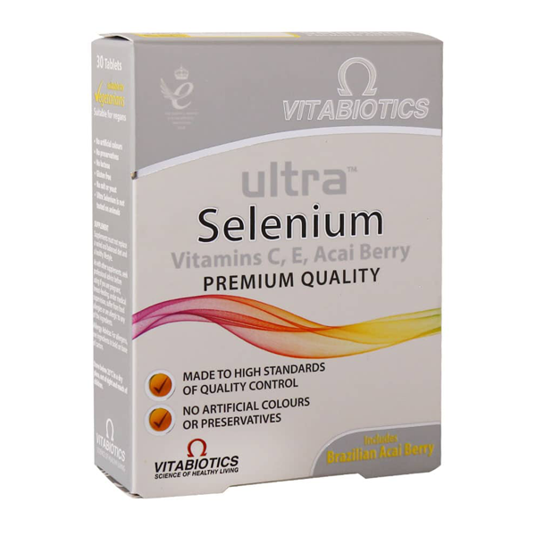 مکمل سلنیوم ویتابیوتیکس - Vitabiotics - قرص ویتابیوتیکس 30 عددی | Ultra Selenium - تقویت سیستم ایمنی، سلامت پوست، مو و ن
