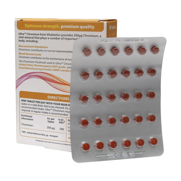  قرص Ultra Chromium ویتابیوتیکس 60 عددی | کنترل قند خون و بهبود متابولیسم - Vitabiotics Ultra Chromium 