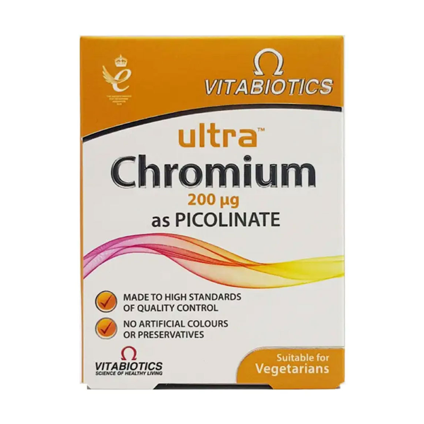 قرص Ultra Chromium ویتابیوتیکس 60 عددی | کنترل قند خون و بهبود متابولیسم - Vitabiotics Ultra Chromium
