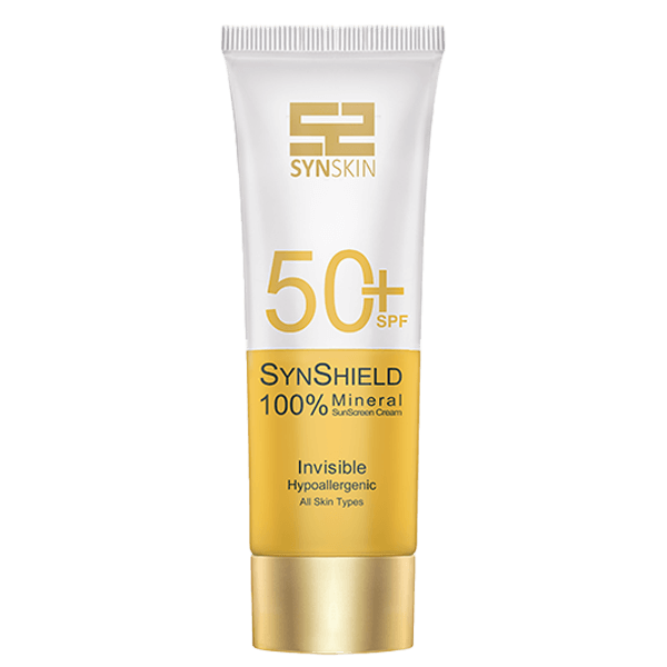 کرم ضد آفتاب مینرال بی رنگ ساین اسکین SPF50 - حجم 50 میلی لیتر- محافظت کامل UVA و UVB برای انواع پوست - Synskin Syn Shi