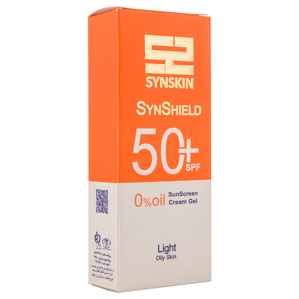  ژل کرم ضد آفتاب ساین اسکین - بژ روشن light -  پوست چرب SPF50 حجم 50 میلی لیتر | محافظت قوی + کنترل چربی - Syn Skin SPF50 