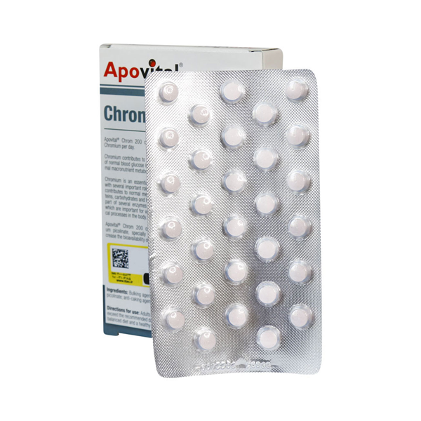  خرید قرص Chrom 200 mcg آپوویتال بسته 30 عددی | کمک به کنترل قند خون، بهبود متابولیسم پروتئین و کربوهیدرات، کاهش میل به ش 